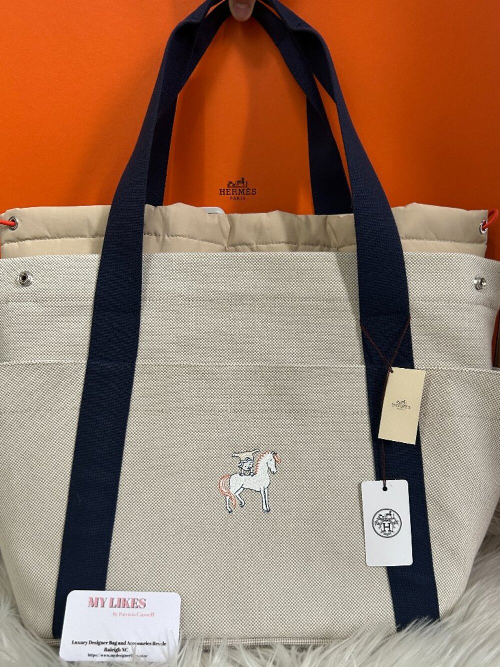 Hermes Cabriole Bag in Toile, Size GM, with Hermes  Box & Dust Bag NEW